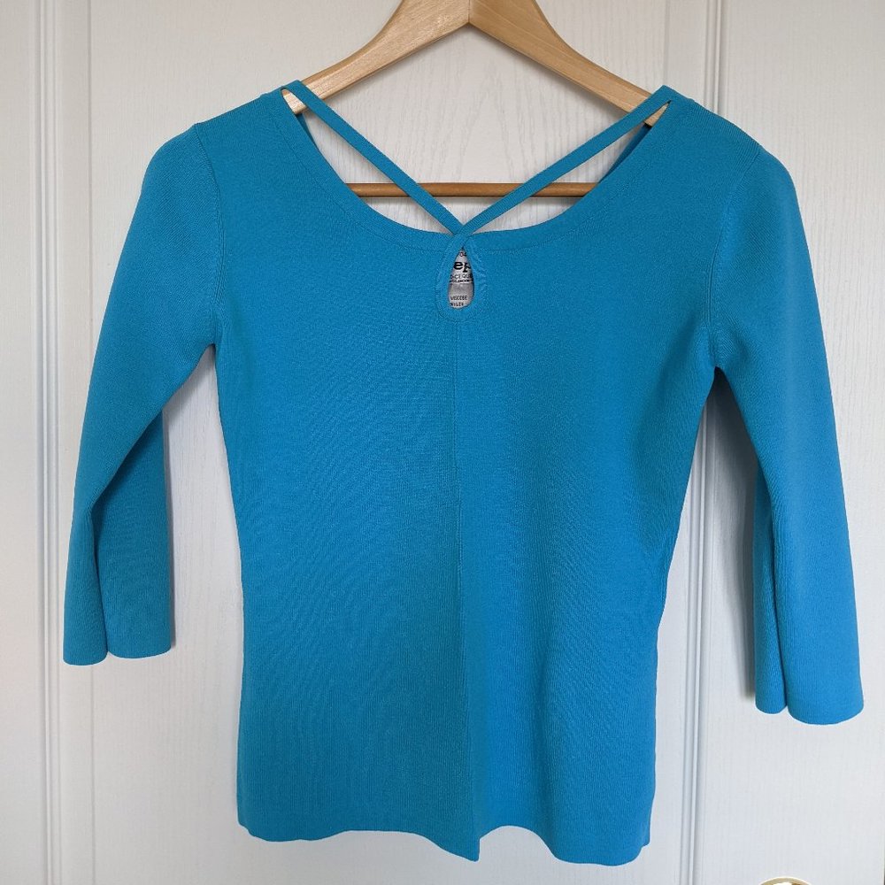 3/$30 Joseph A. Sky Blue Sweater Top with Strap & Loop neckline